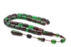 Abdullah Darabacı Yapımı Simli Bordo Yeşil Sıkma Kehribar Tesbih