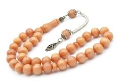 Gümüş Kaplamalı Küre Kesim Hareli Beyaz Katalin Tesbih