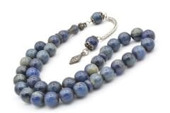 Gümüş Kaplamalı Küre Kesim Hareli Lacivert Katalin Tesbih