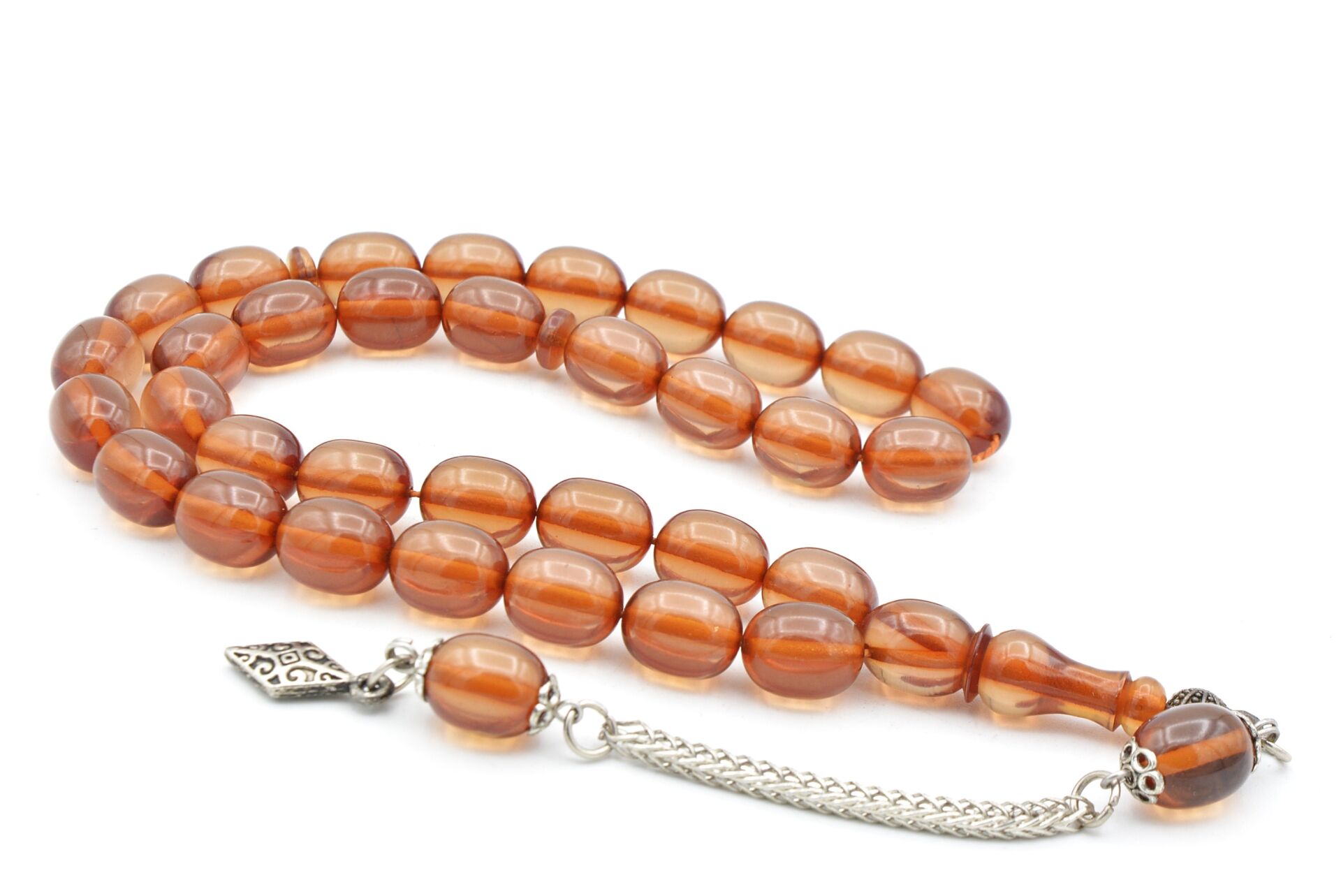 Gümüş Kaplamalı Kapsül Kesim Açık Mor Katalin Tesbih