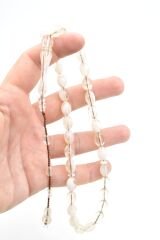 Sistemli Beyzi Kesim İri Boy Hareli Beyaz Toz Kehribar Tesbih