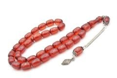 Gümüş Kaplamalı Kapsül Kesim Açık Kırmızı Katalin Tesbih