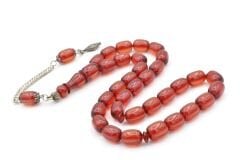 Gümüş Kaplamalı Kapsül Kesim Açık Kırmızı Katalin Tesbih