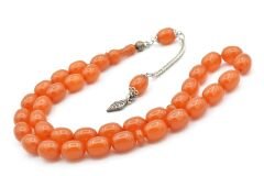 Gümüş Kaplamalı Kapsül Kesim Turuncu Katalin Tesbih