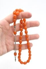 Gümüş Kaplamalı Kapsül Kesim Turuncu Katalin Tesbih