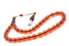 Fıçı Kesim İri Boy Kırmızı Toz Pres Kehribar Tesbih