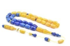 Zeyn Usta İmzalı Kapsül Kesim Sarı Lacivert Katalin Tesbih