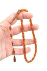 Ebu Şems Usta İşi Kapsül Kesim Sarı Zar Kehribar Tesbih