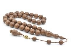 Usta İşi İmzalı Küre Kesim İri Boy Kahverengi Abanoz Ağacı Tesbih