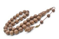 Usta İşi İmzalı Küre Kesim İri Boy Kahverengi Abanoz Ağacı Tesbih