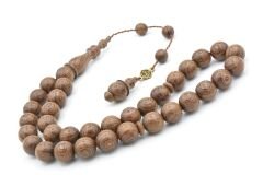 Usta İşi İmzalı Küre Kesim İri Boy Kahverengi Abanoz Ağacı Tesbih