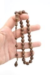 Usta İşi İmzalı Küre Kesim İri Boy Kahverengi Abanoz Ağacı Tesbih