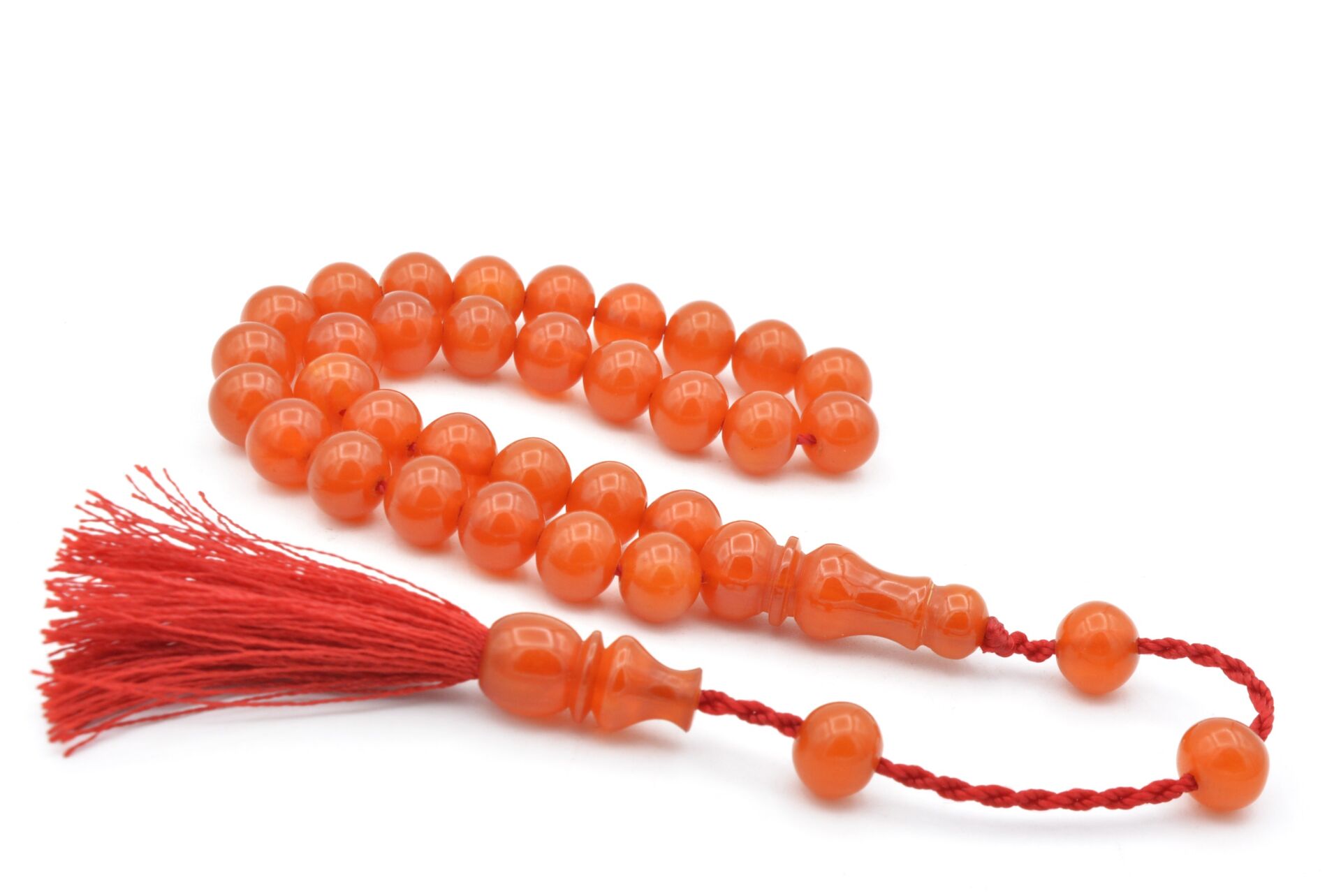 Usta İşi Saçaklı Sistemli Küre Kesim Turuncu Katalin Tesbih