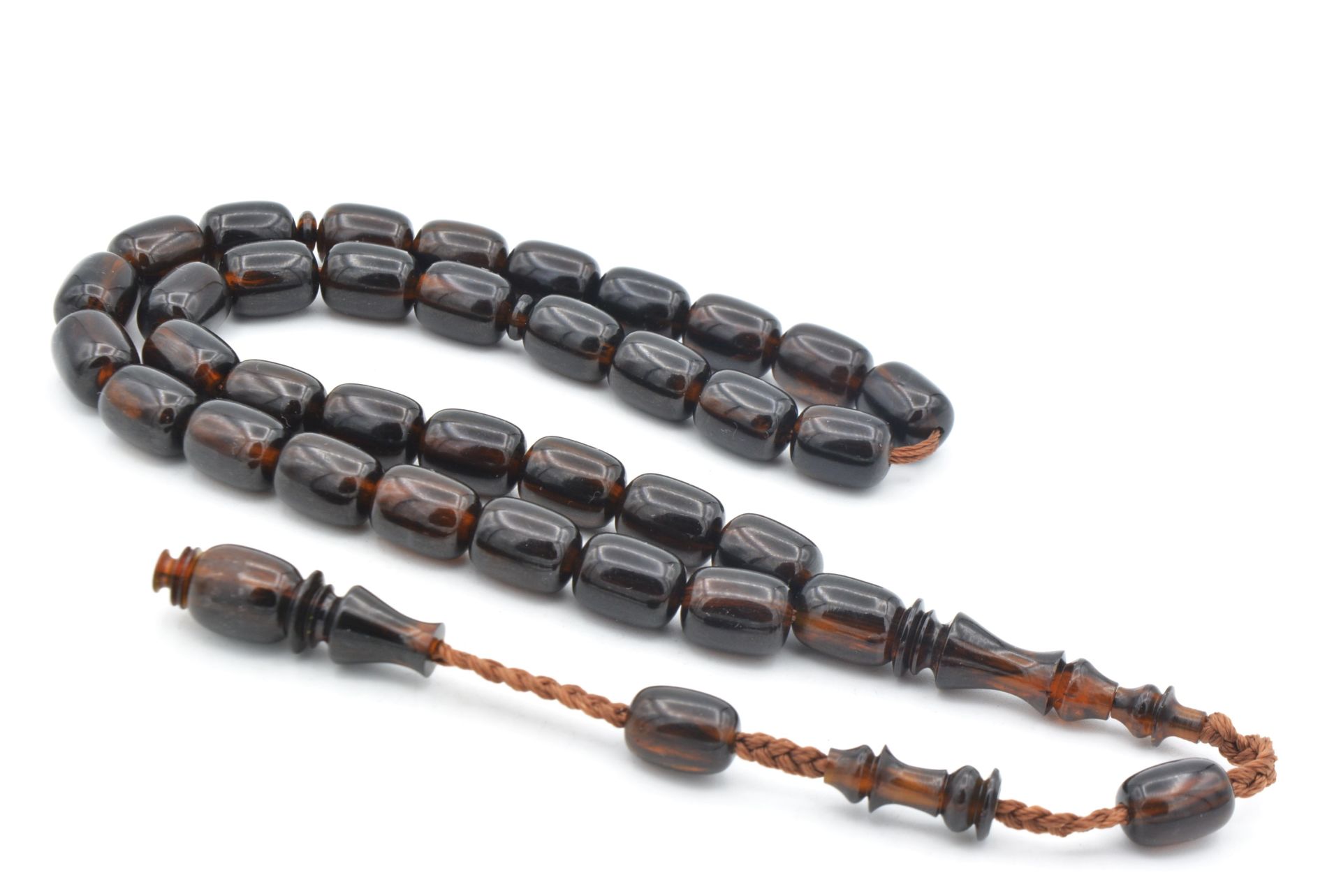 Hakkı Usta Yapımı Sistemli Kapsül Kesim Kahverengi Katalin Tesbih