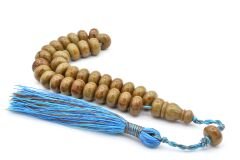 Zeyn Usta İşi Basık Model Kahverengi Mavi Katalin Tesbih 012