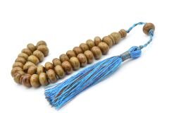 Zeyn Usta İşi Basık Model Kahverengi Mavi Katalin Tesbih 012