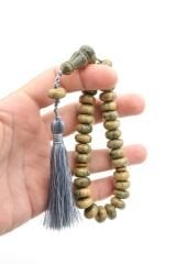 Zeyn Usta İşi Basık Model Koyu Gri Beyaz Katalin Tesbih 010