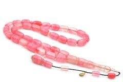 Hakan Turan İmzalı Kapsül Kesim Hareli Pembe Sıkma Kehribar Tesbih