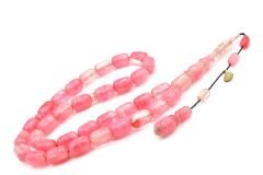 Hakan Turan İmzalı Kapsül Kesim Hareli Pembe Sıkma Kehribar Tesbih