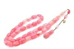 Hakan Turan İmzalı Kapsül Kesim Hareli Pembe Sıkma Kehribar Tesbih