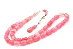 Hakan Turan İmzalı Kapsül Kesim Hareli Pembe Sıkma Kehribar Tesbih