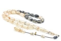 Hakan Turan İmzalı Kapsül Kesim Şeffaf Siyah Sıkma Kehribar Tesbih