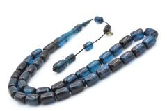 Hakan Turan İmzalı Kapsül Kesim Siyah Lacivert Sıkma Kehribar Tesbih