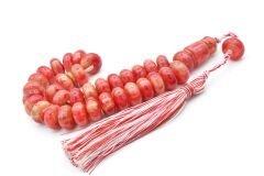 Zeyn Usta İşi Basık Model Kırmızı Beyaz Katalin Tesbih 007