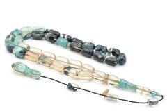 Hakan Turan İmzalı Kapsül Kesim Şeffaf Lacivert Sıkma Kehribar Tesbih