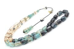 Hakan Turan İmzalı Kapsül Kesim Şeffaf Lacivert Sıkma Kehribar Tesbih