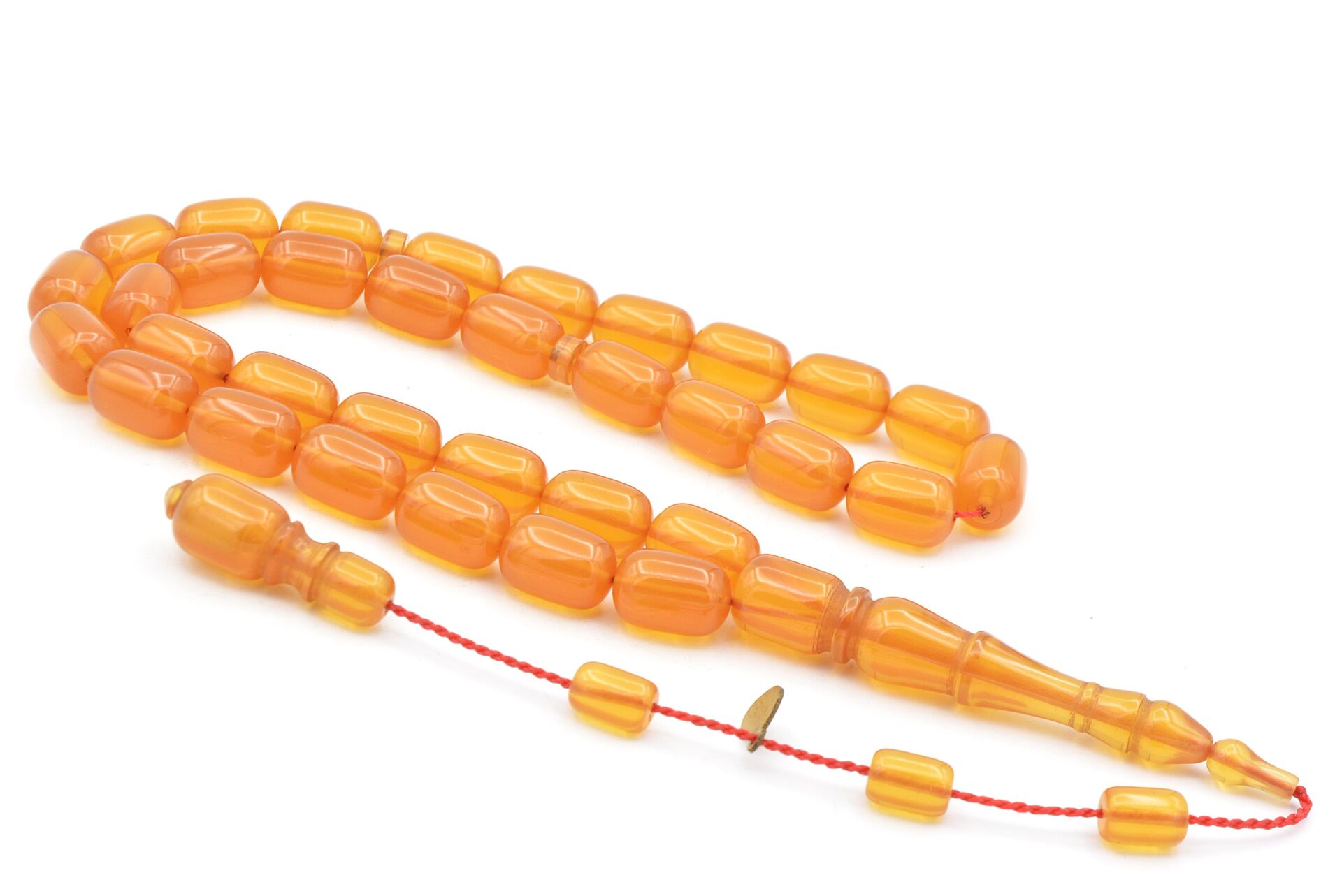 Hakan Turan İmzalı Kapsül Kesim Açık Turuncu Sıkma Kehribar Tesbih