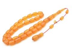 Hakan Turan İmzalı Kapsül Kesim Açık Turuncu Sıkma Kehribar Tesbih