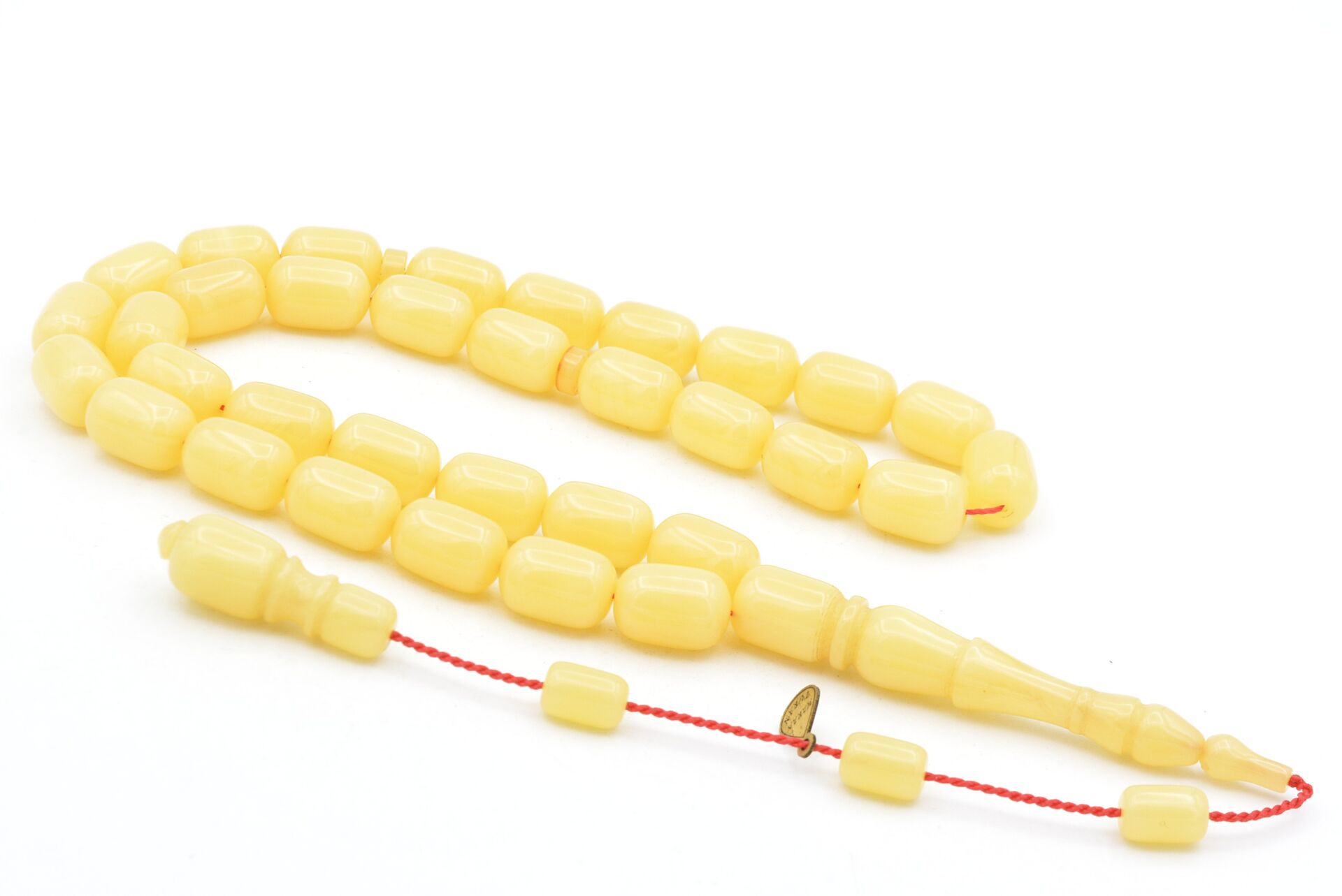 Hakan Turan İmzalı Kapsül Kesim Sarı Sıkma Kehribar Tesbih