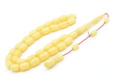 Hakan Turan İmzalı Kapsül Kesim Sarı Sıkma Kehribar Tesbih