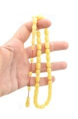 Hakan Turan İmzalı Kapsül Kesim Sarı Sıkma Kehribar Tesbih