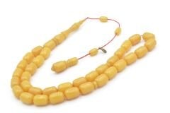 Hakan Turan İmzalı Kapsül Kesim Sarı Sıkma Kehribar Tesbih