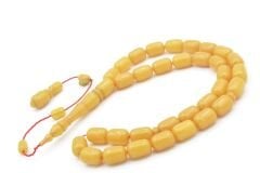 Hakan Turan İmzalı Kapsül Kesim Sarı Sıkma Kehribar Tesbih