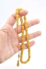 Hakan Turan İmzalı Kapsül Kesim Sarı Sıkma Kehribar Tesbih