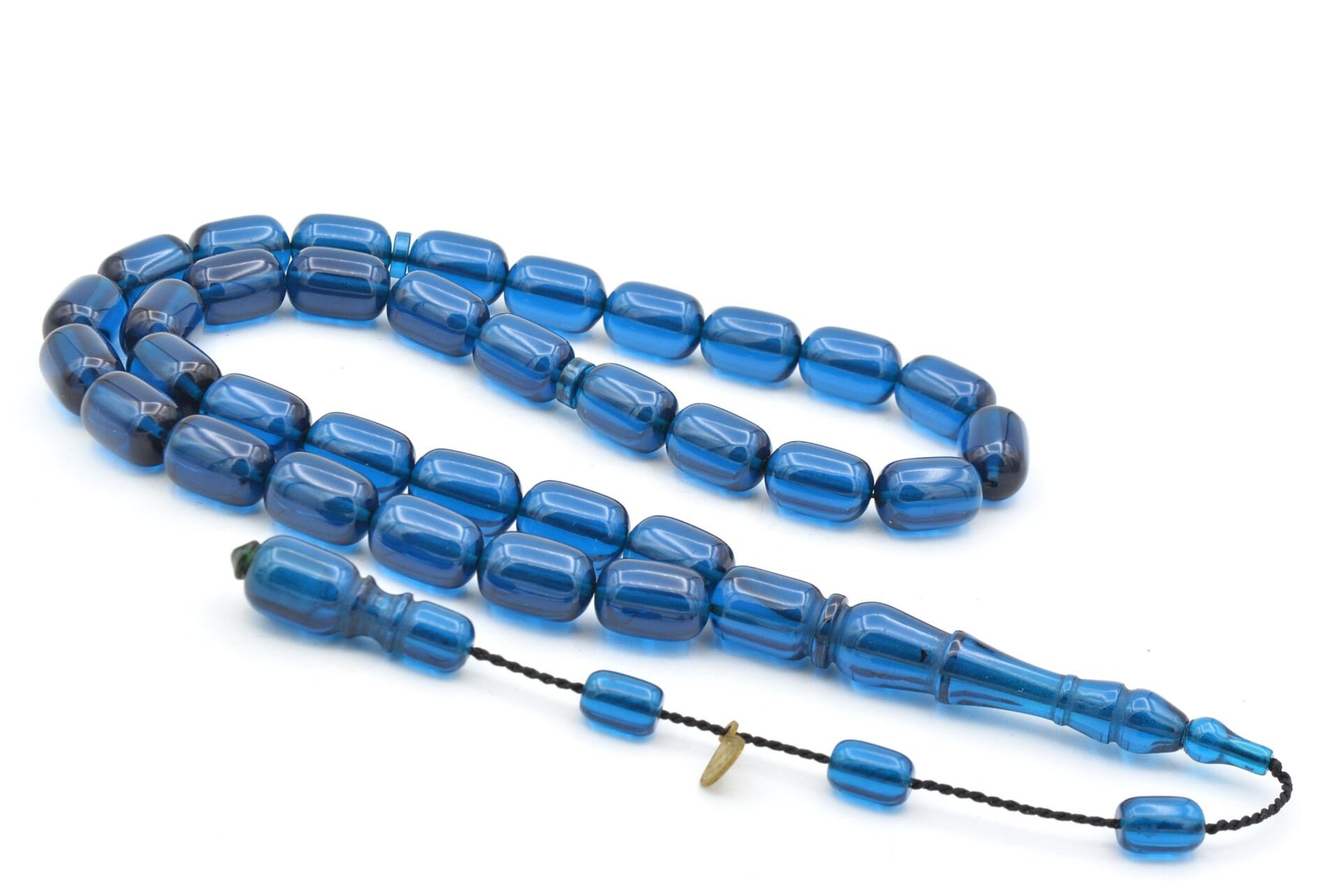 Hakan Turan İmzalı Kapsül Kesim Lacivert Sıkma Kehribar Tesbih