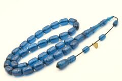 Hakan Turan İmzalı Kapsül Kesim Lacivert Sıkma Kehribar Tesbih