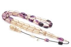 Hakan Turan İmzalı Kapsül Kesim Şeffaf Mor Sıkma Kehribar Tesbih