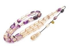 Hakan Turan İmzalı Kapsül Kesim Şeffaf Mor Sıkma Kehribar Tesbih