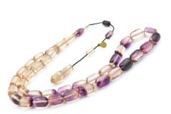 Hakan Turan İmzalı Kapsül Kesim Şeffaf Mor Sıkma Kehribar Tesbih