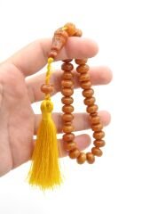 Zeyn Usta İşi Basık Model Hareli Sarı Katalin Tesbih 002