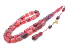 Hakan Turan İmzalı Kapsül Kesim Mavi Pembe Sıkma Kehribar Tesbih