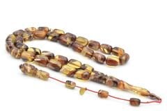 Hakan Turan İmzalı Kapsül Kesim Kahverengi Sarı Sıkma Kehribar Tesbih