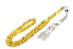 Kapsül Kesim Günlük Boy Fosilli Toz Pres Kehribar Tesbih