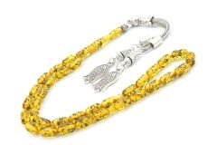 Kapsül Kesim Günlük Boy Fosilli Toz Pres Kehribar Tesbih