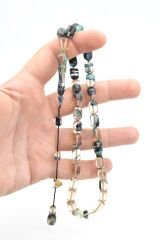 Hakan Turan İmzalı Kapsül Kesim Şeffaf Mavi Sıkma Kehribar Tesbih