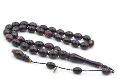 Hakan Turan İmzalı Beyzi Kesim Koyu Renkli Sıkma Kehribar Tesbih